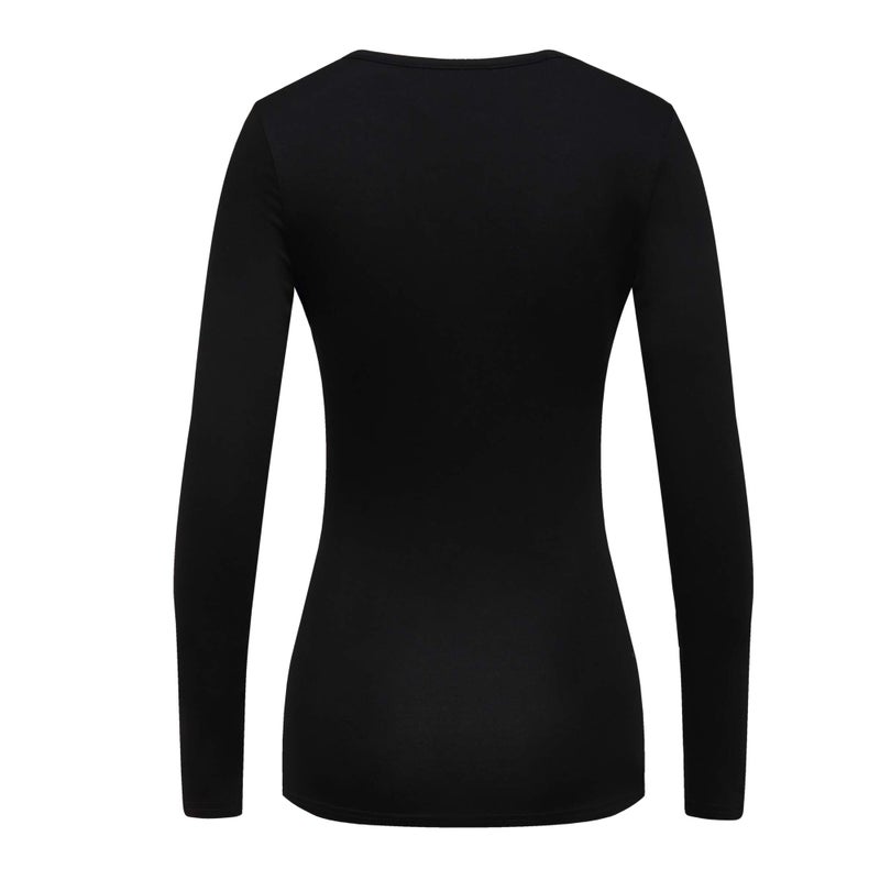 OThread & Co. Women's Long Sleeve T-Shirt Comfy Underscrub Tee Basic Stretch Layer (Small, Black) - Image 4